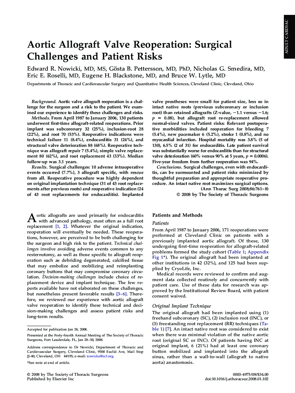 Aortic Allograft Valve Reoperation: Surgical Challenges and Patient Risks