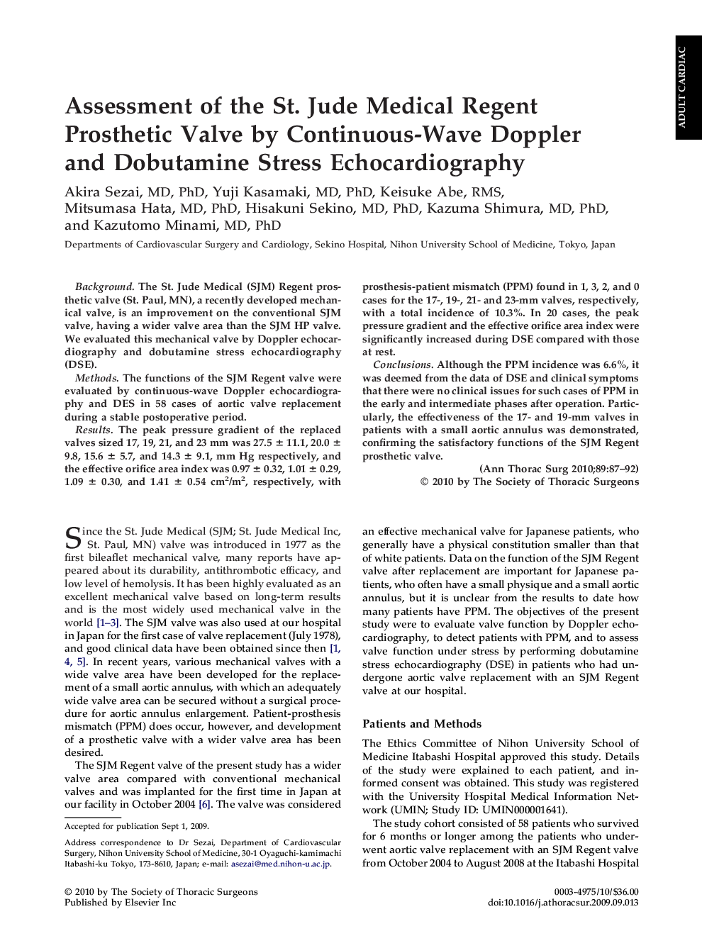 Assessment of the St. Jude Medical Regent Prosthetic Valve by Continuous-Wave Doppler and Dobutamine Stress Echocardiography