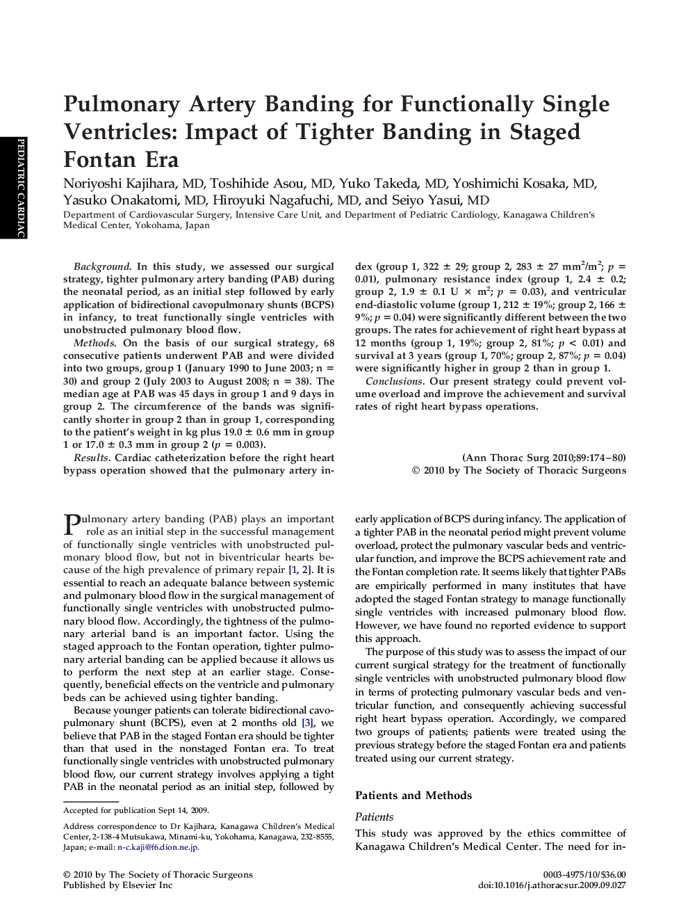 Pulmonary Artery Banding for Functionally Single Ventricles: Impact of Tighter Banding in Staged Fontan Era