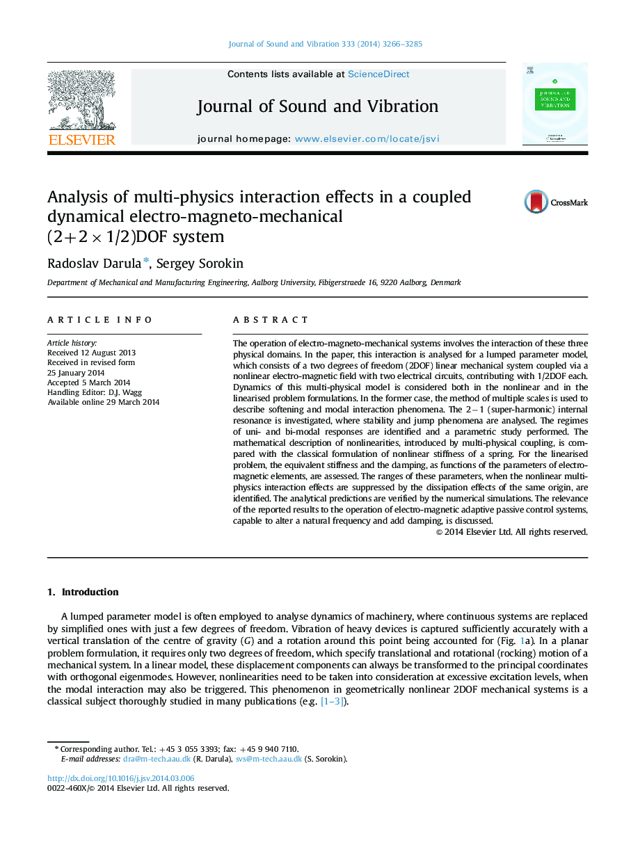 Analysis of multi-physics interaction effects in a coupled dynamical electro-magneto-mechanical (2+2×1/2)DOF system