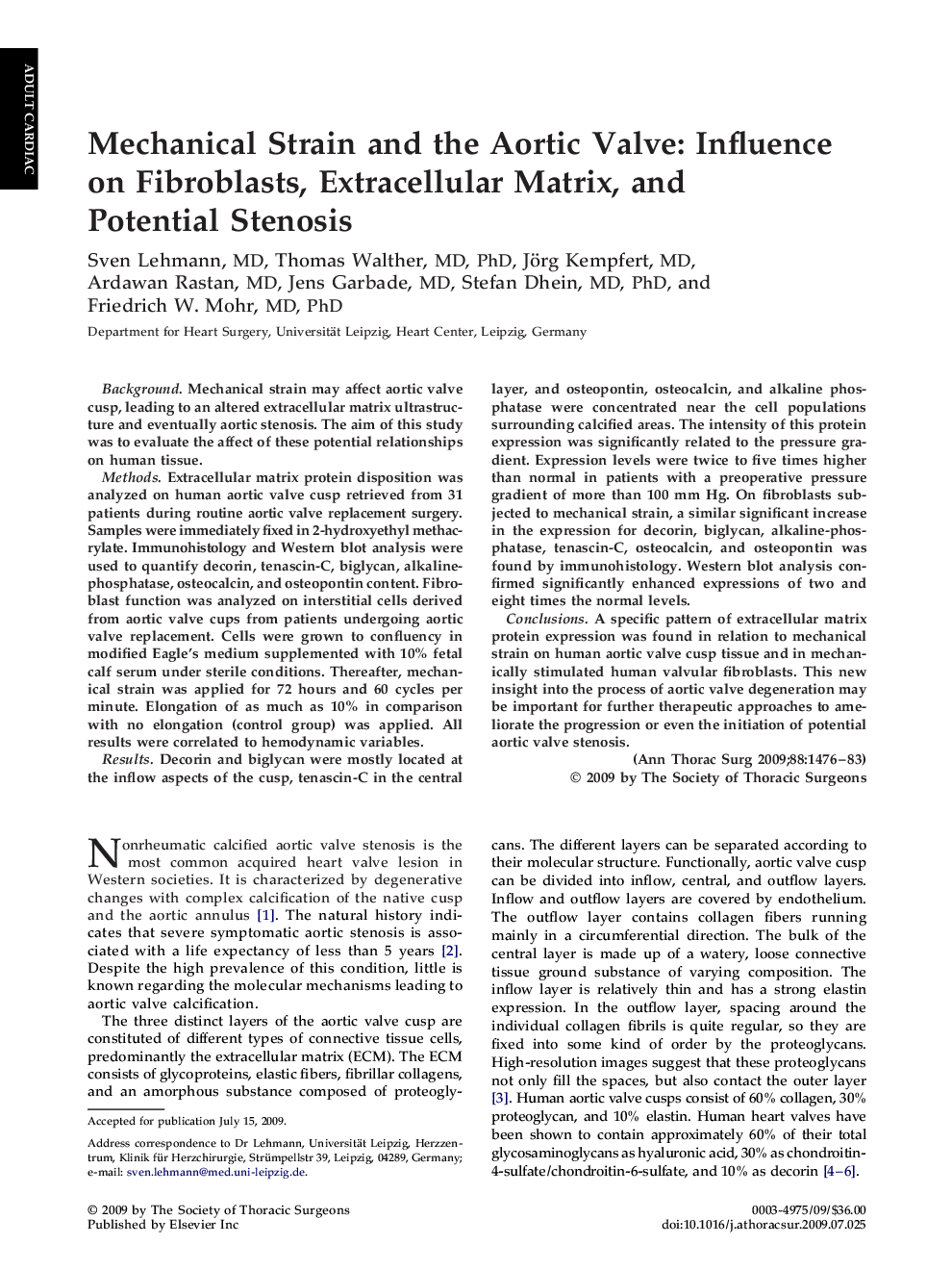 Mechanical Strain and the Aortic Valve: Influence on Fibroblasts, Extracellular Matrix, and Potential Stenosis
