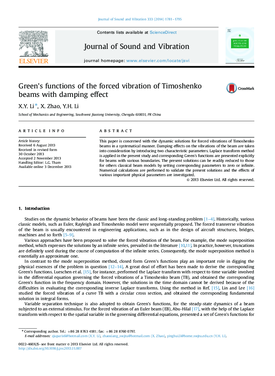 Green's functions of the forced vibration of Timoshenko beams with damping effect
