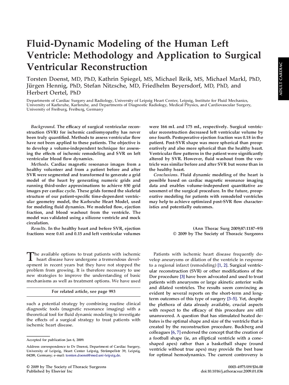 Fluid-Dynamic Modeling of the Human Left Ventricle: Methodology and Application to Surgical Ventricular Reconstruction