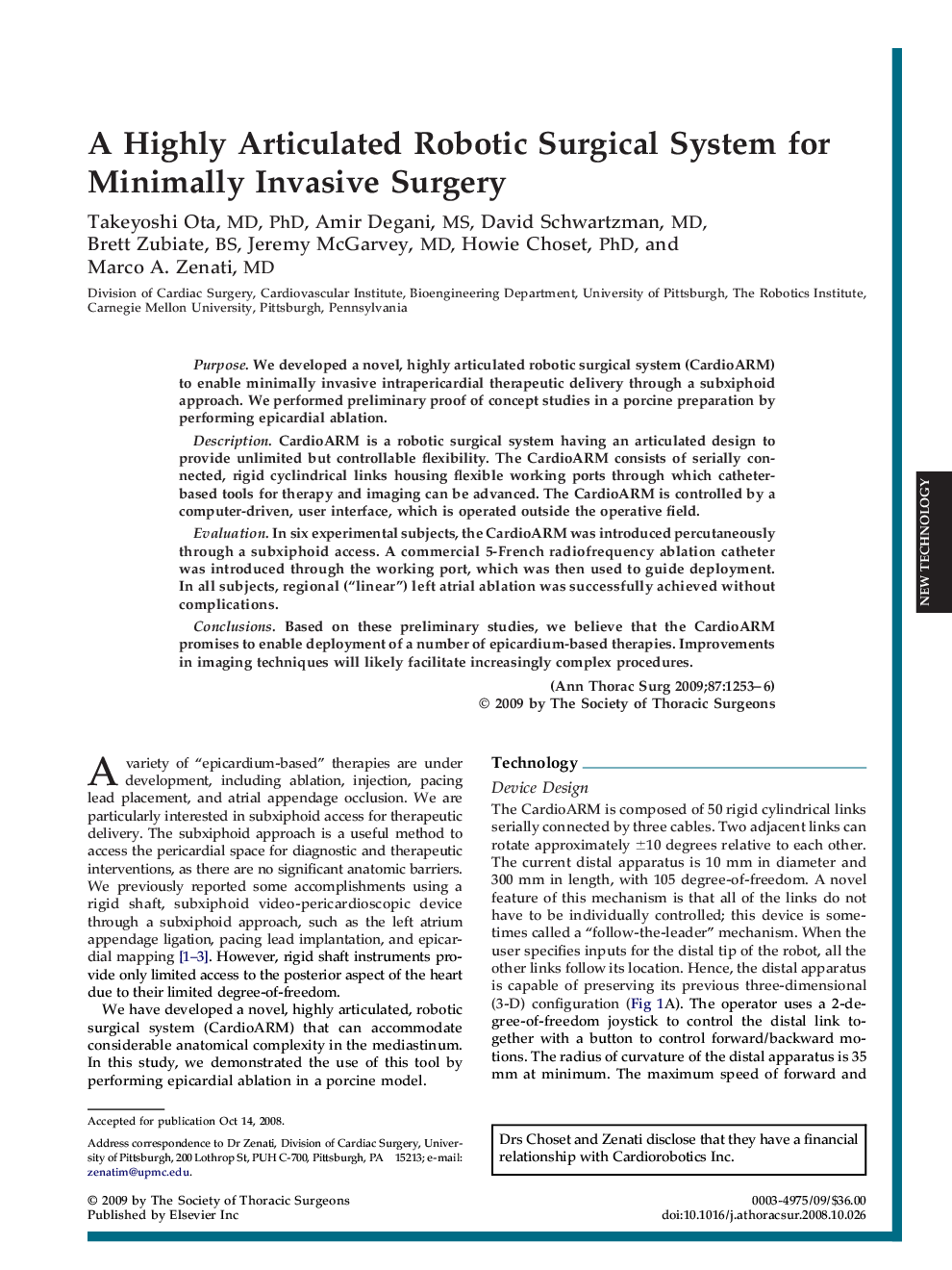 A Highly Articulated Robotic Surgical System for Minimally Invasive Surgery
