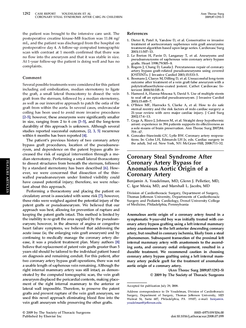 Coronary Steal Syndrome After Coronary Artery Bypass for Anomalous Aortic Origin of a Coronary Artery