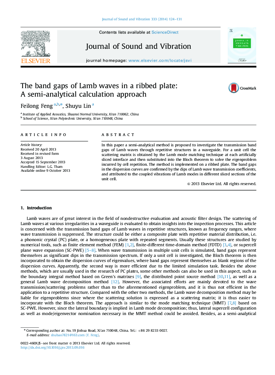 The band gaps of Lamb waves in a ribbed plate: A semi-analytical calculation approach
