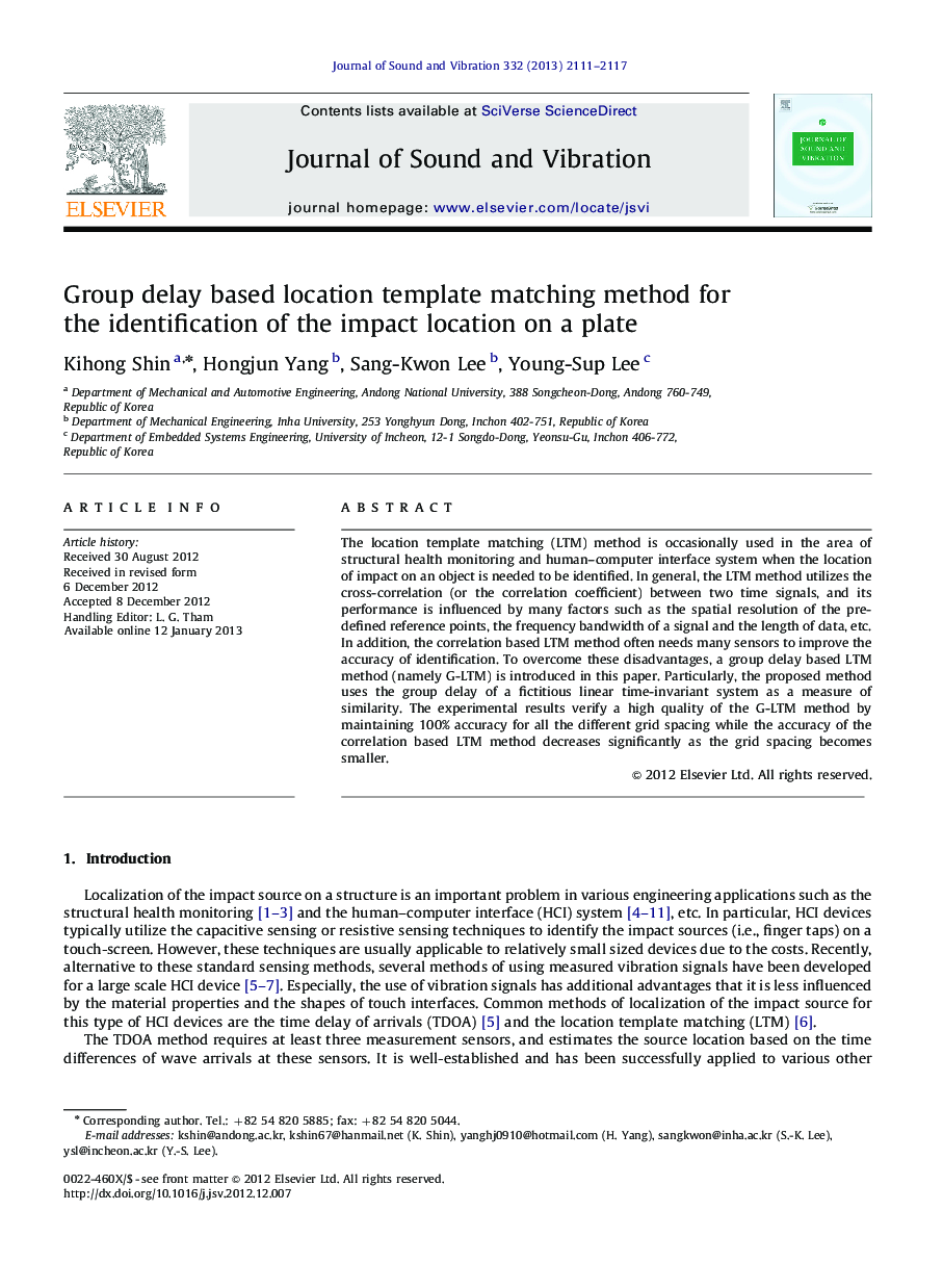 Group delay based location template matching method for the identification of the impact location on a plate