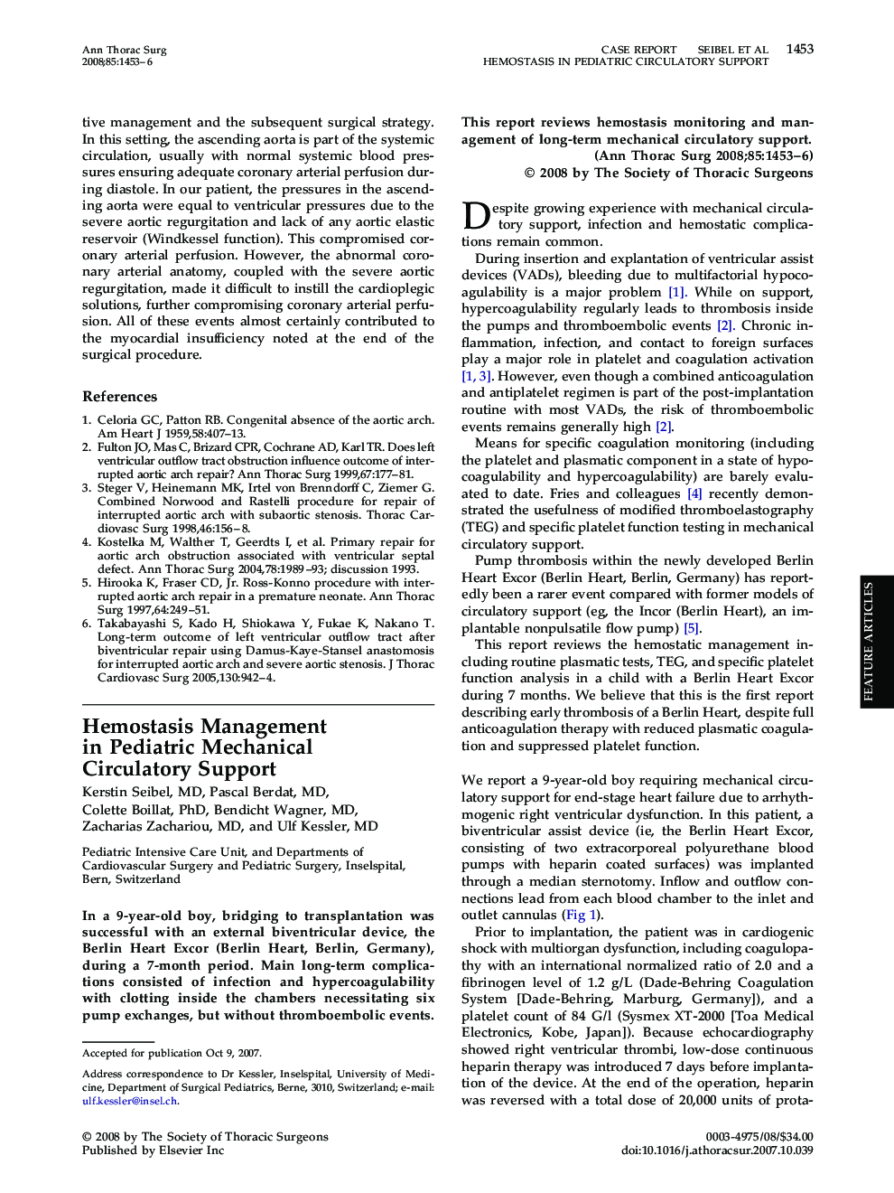 Hemostasis Management in Pediatric Mechanical Circulatory Support