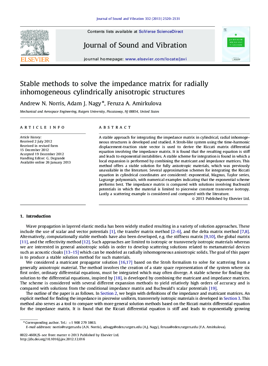 Stable methods to solve the impedance matrix for radially inhomogeneous cylindrically anisotropic structures