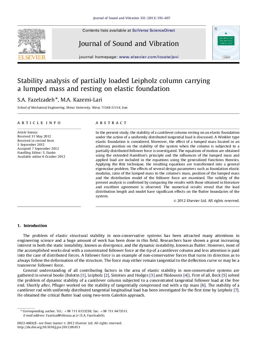 Stability analysis of partially loaded Leipholz column carrying a lumped mass and resting on elastic foundation