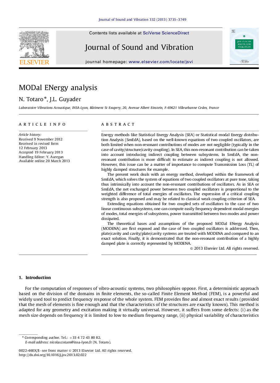 MODal ENergy analysis
