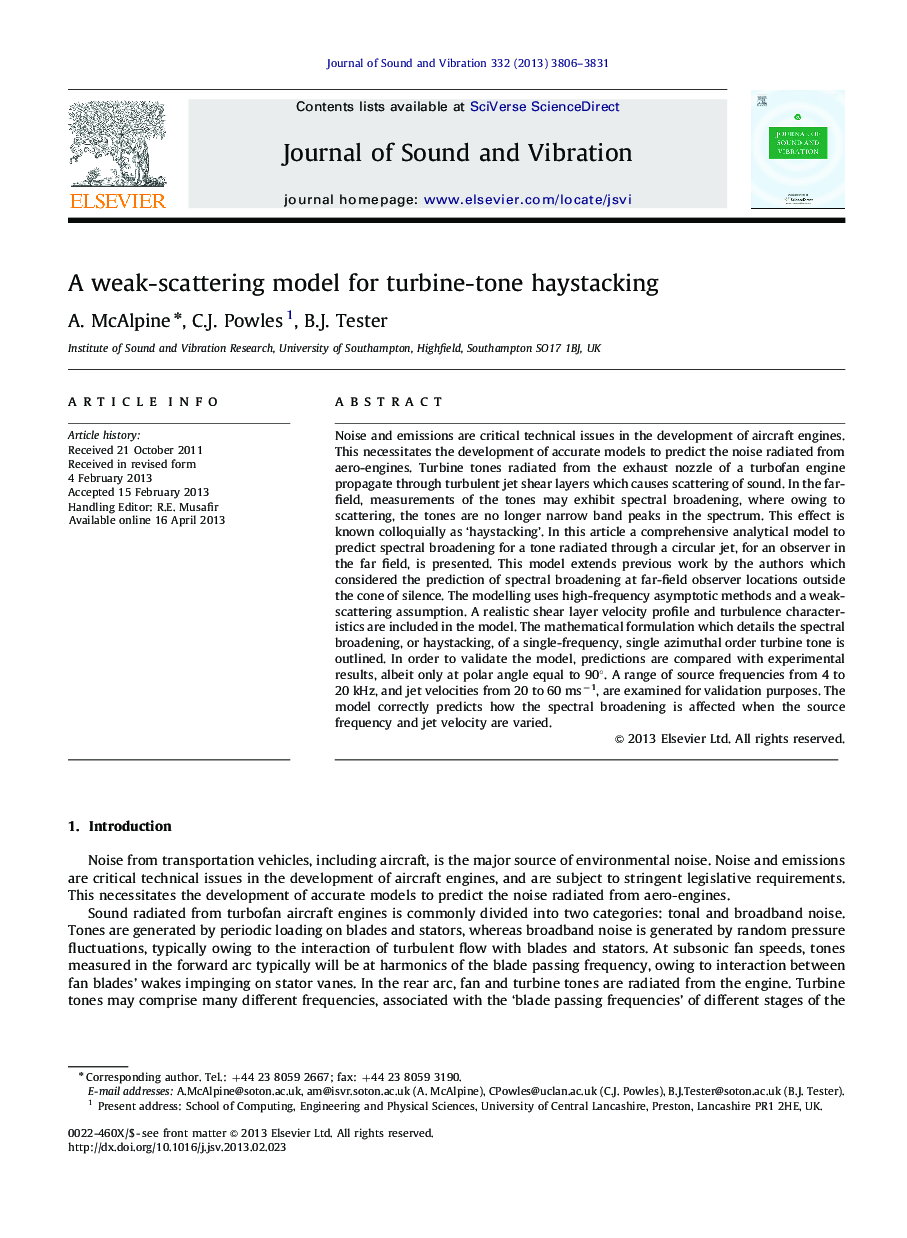 A weak-scattering model for turbine-tone haystacking