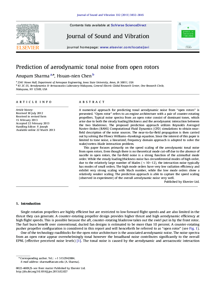 Prediction of aerodynamic tonal noise from open rotors