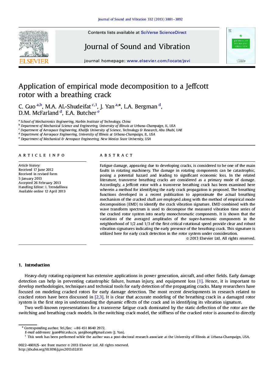 Application of empirical mode decomposition to a Jeffcott rotor with a breathing crack