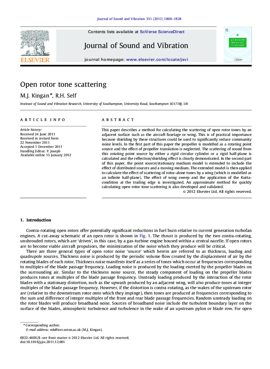 Open rotor tone scattering