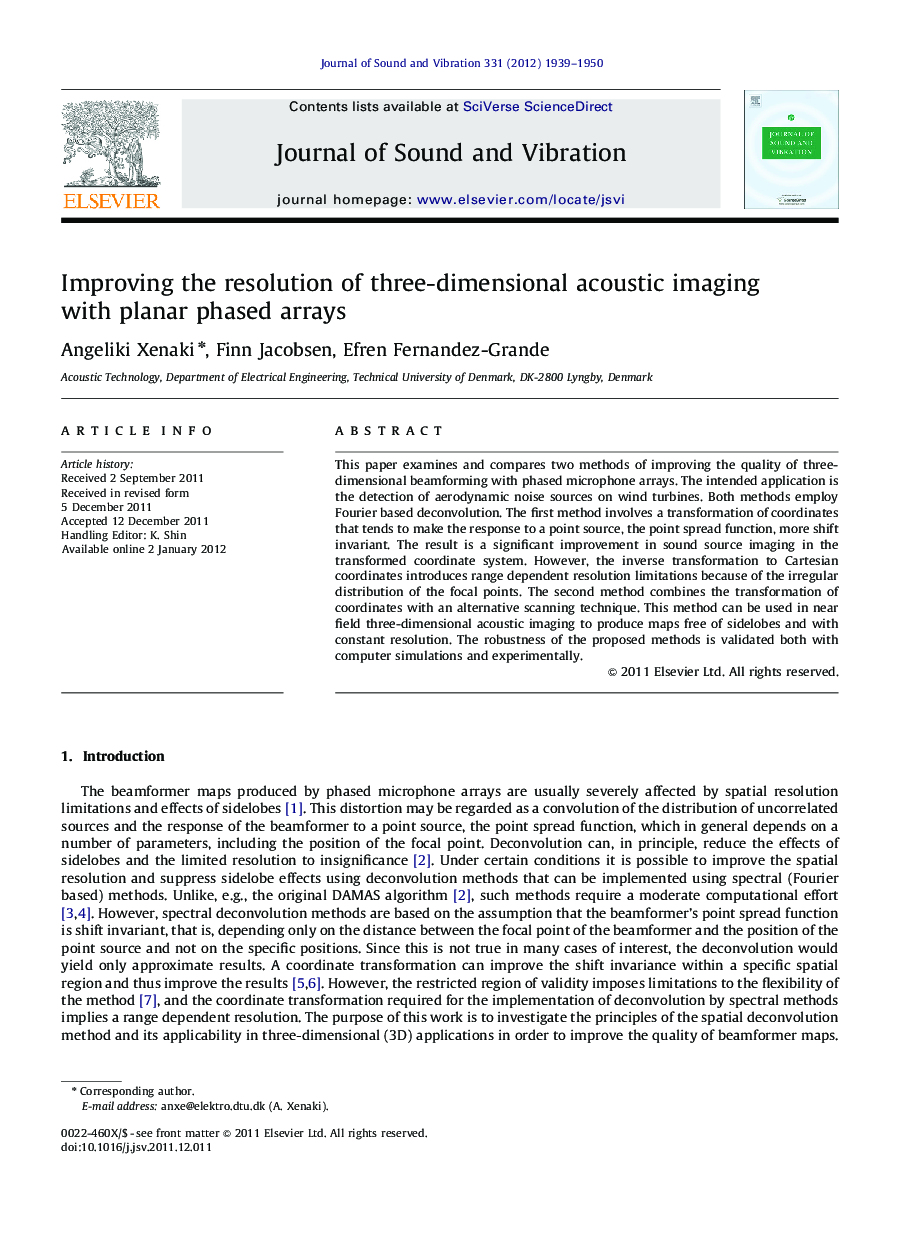 Improving the resolution of three-dimensional acoustic imaging with planar phased arrays