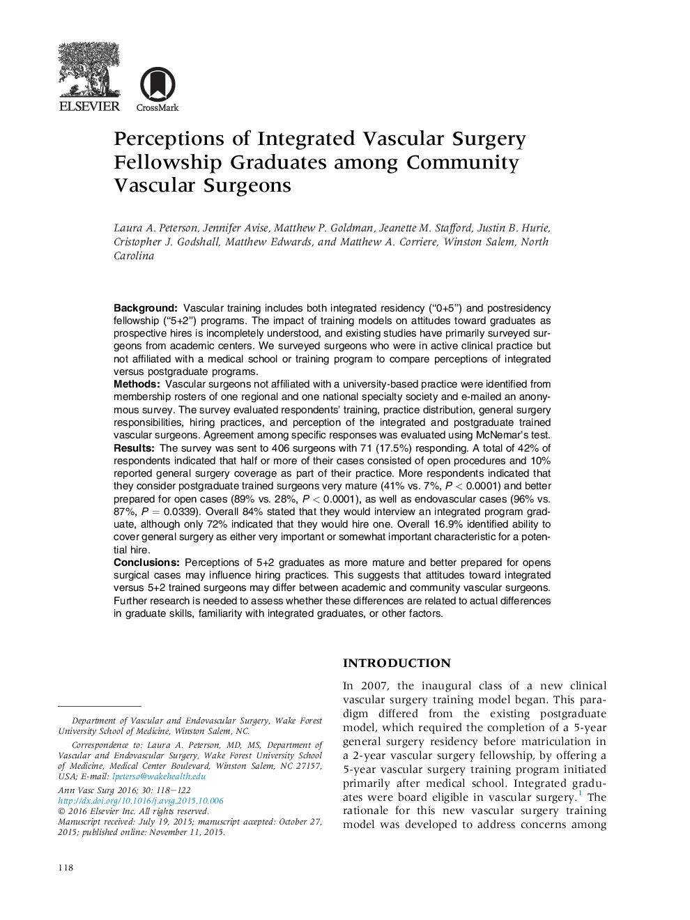 درک متقاضیان تحصیلات تکمیلی جراحی عروقی در میان جراحان عروقی جامعه 