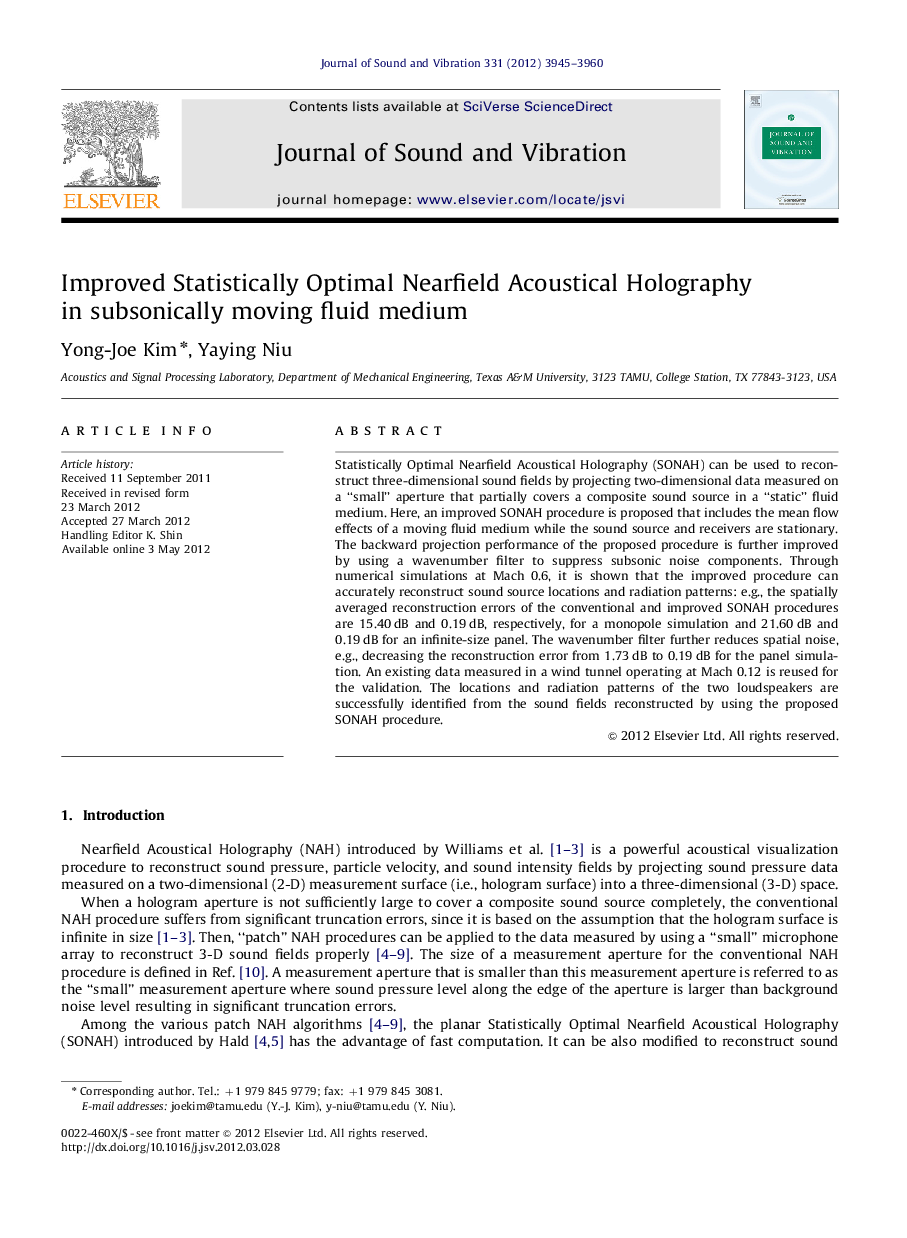 Improved Statistically Optimal Nearfield Acoustical Holography in subsonically moving fluid medium