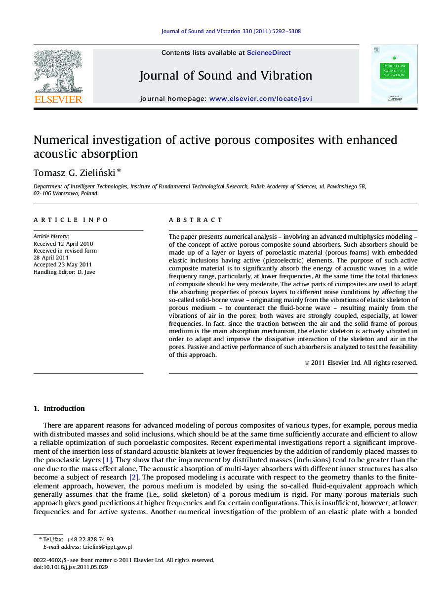 Numerical investigation of active porous composites with enhanced acoustic absorption