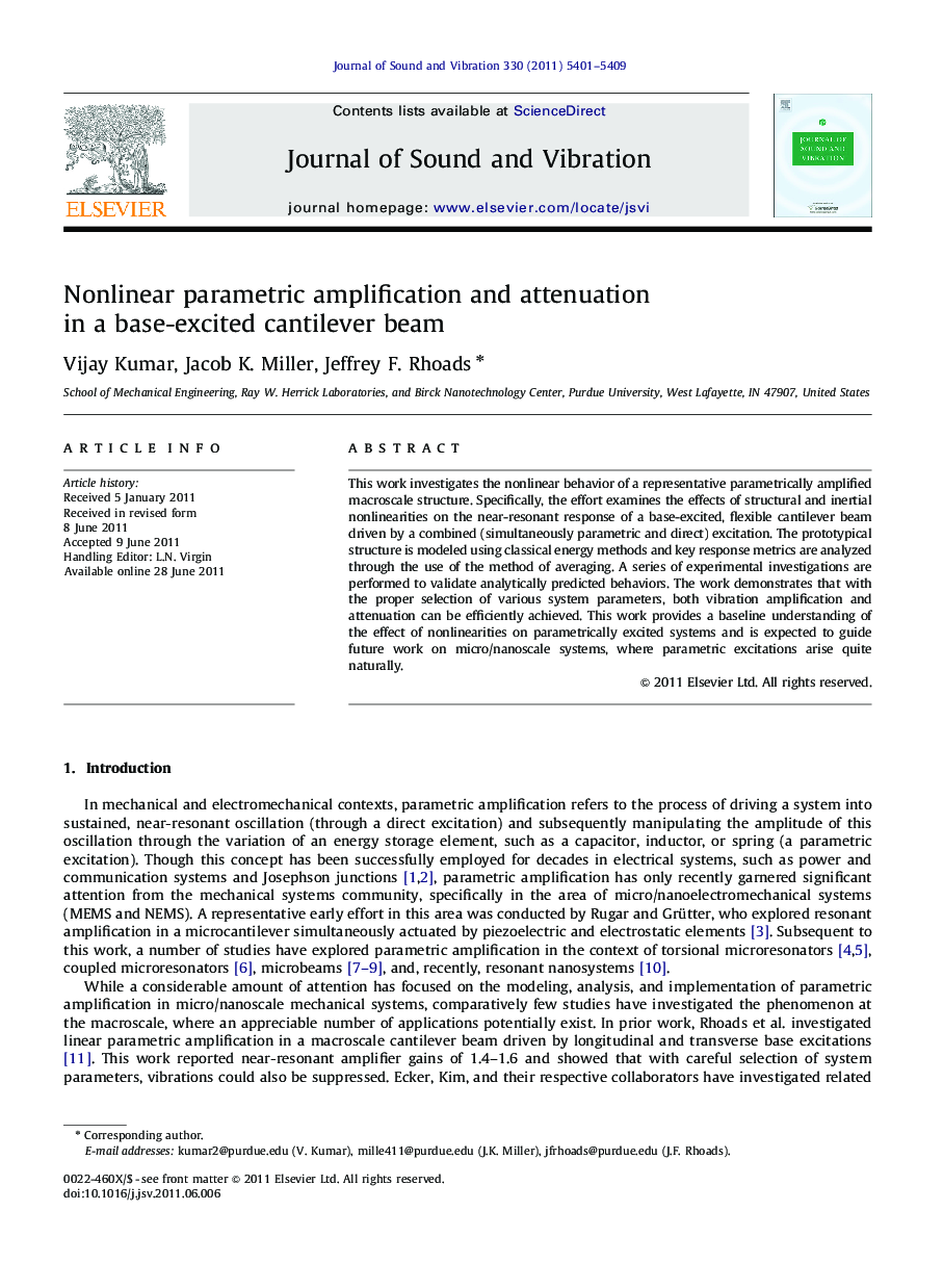 Nonlinear parametric amplification and attenuation in a base-excited cantilever beam