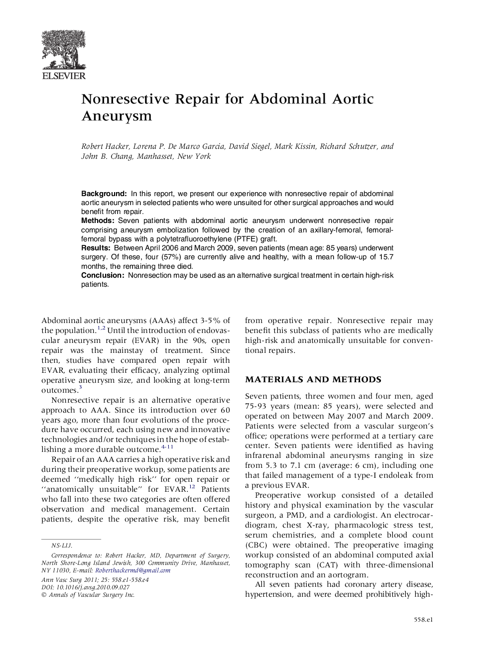 Nonresective Repair for Abdominal Aortic Aneurysm