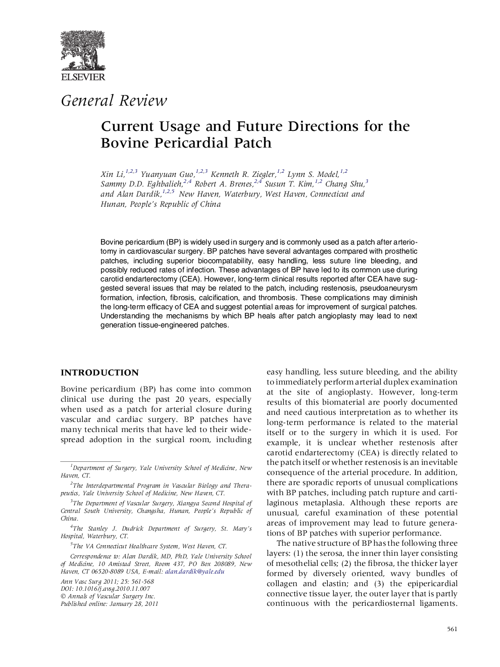 Current Usage and Future Directions for the Bovine Pericardial Patch