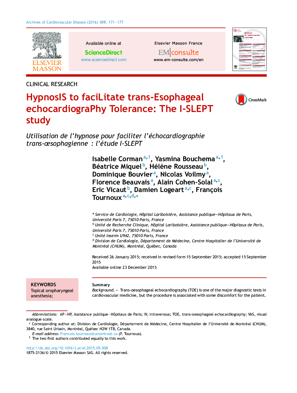 HypnosIS to faciLitate trans-Esophageal echocardiograPhy Tolerance: The I-SLEPT study