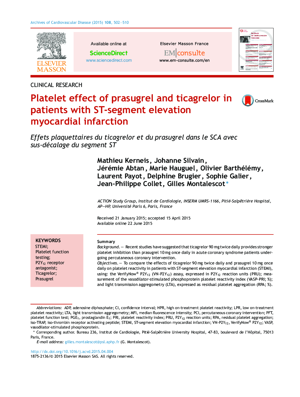 Platelet effect of prasugrel and ticagrelor in patients with ST-segment elevation myocardial infarction