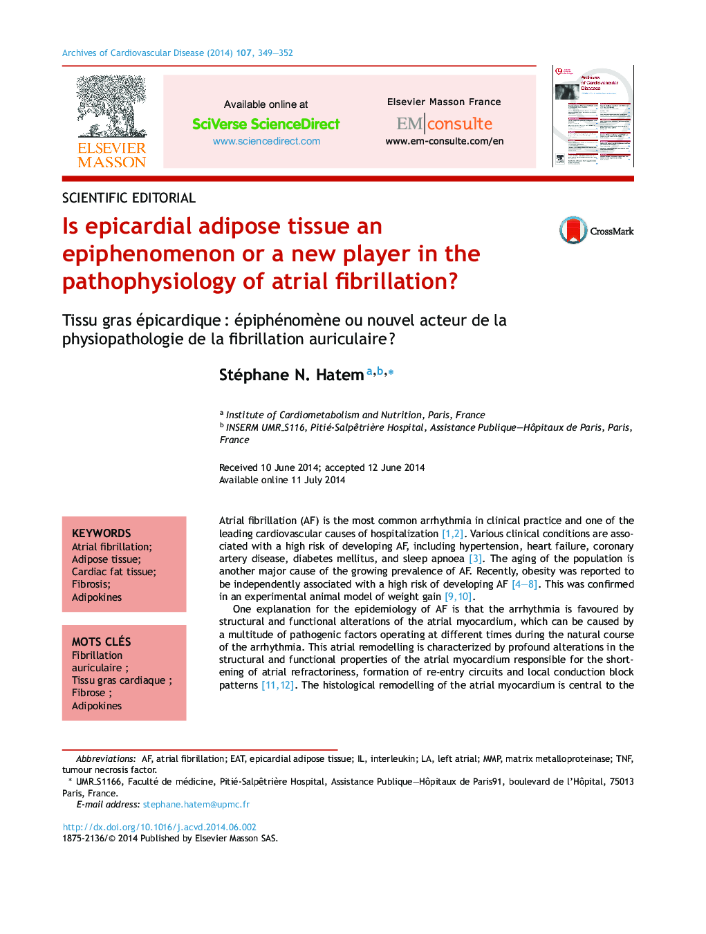 Is epicardial adipose tissue an epiphenomenon or a new player in the pathophysiology of atrial fibrillation?