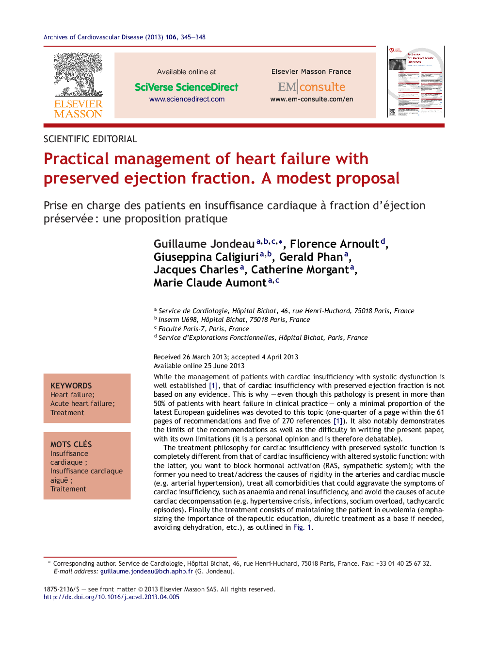 Practical management of heart failure with preserved ejection fraction. A modest proposal