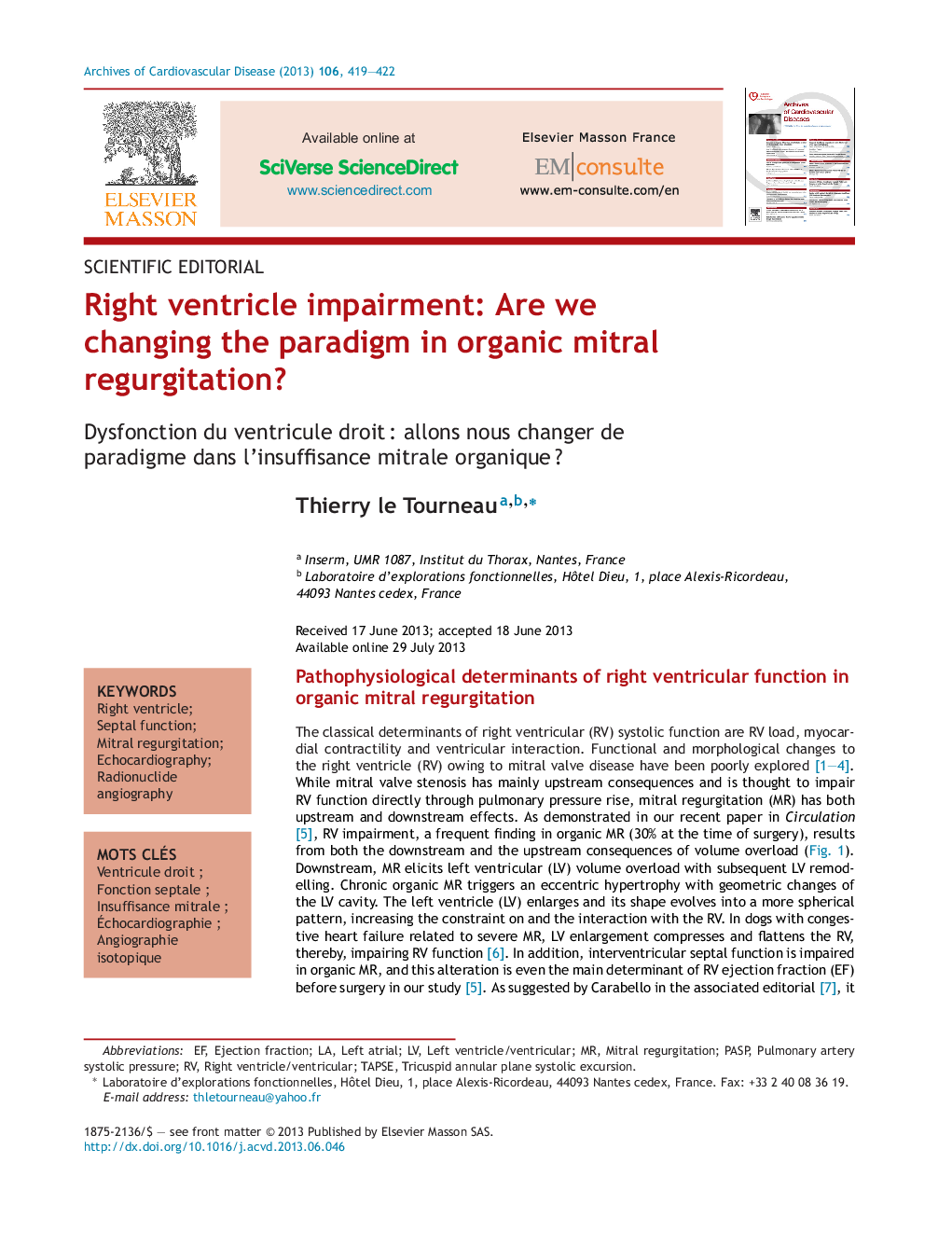 Right ventricle impairment: Are we changing the paradigm in organic mitral regurgitation?