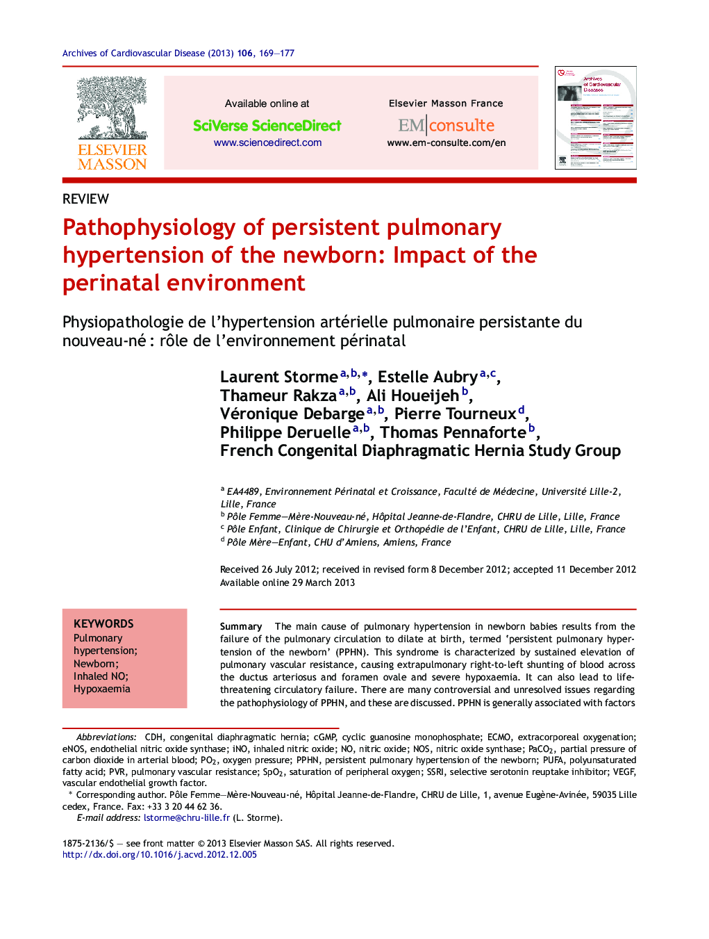 Pathophysiology of persistent pulmonary hypertension of the newborn: Impact of the perinatal environment