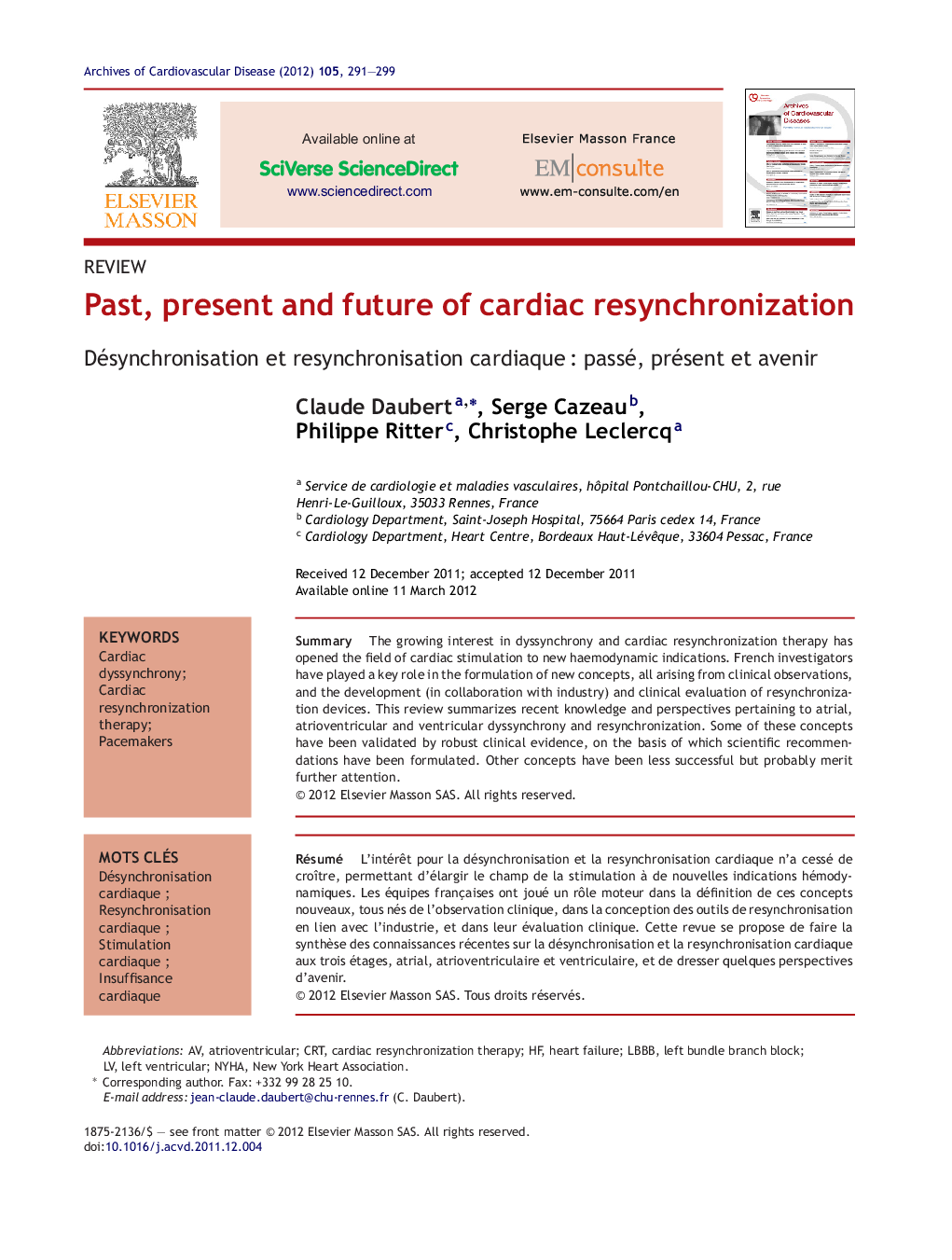 Past, present and future of cardiac resynchronization