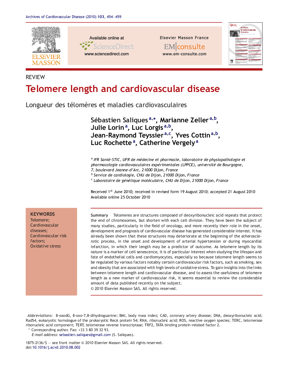 Telomere length and cardiovascular disease