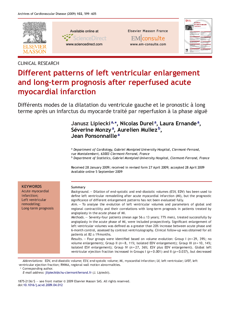 Different patterns of left ventricular enlargement and long-term prognosis after reperfused acute myocardial infarction