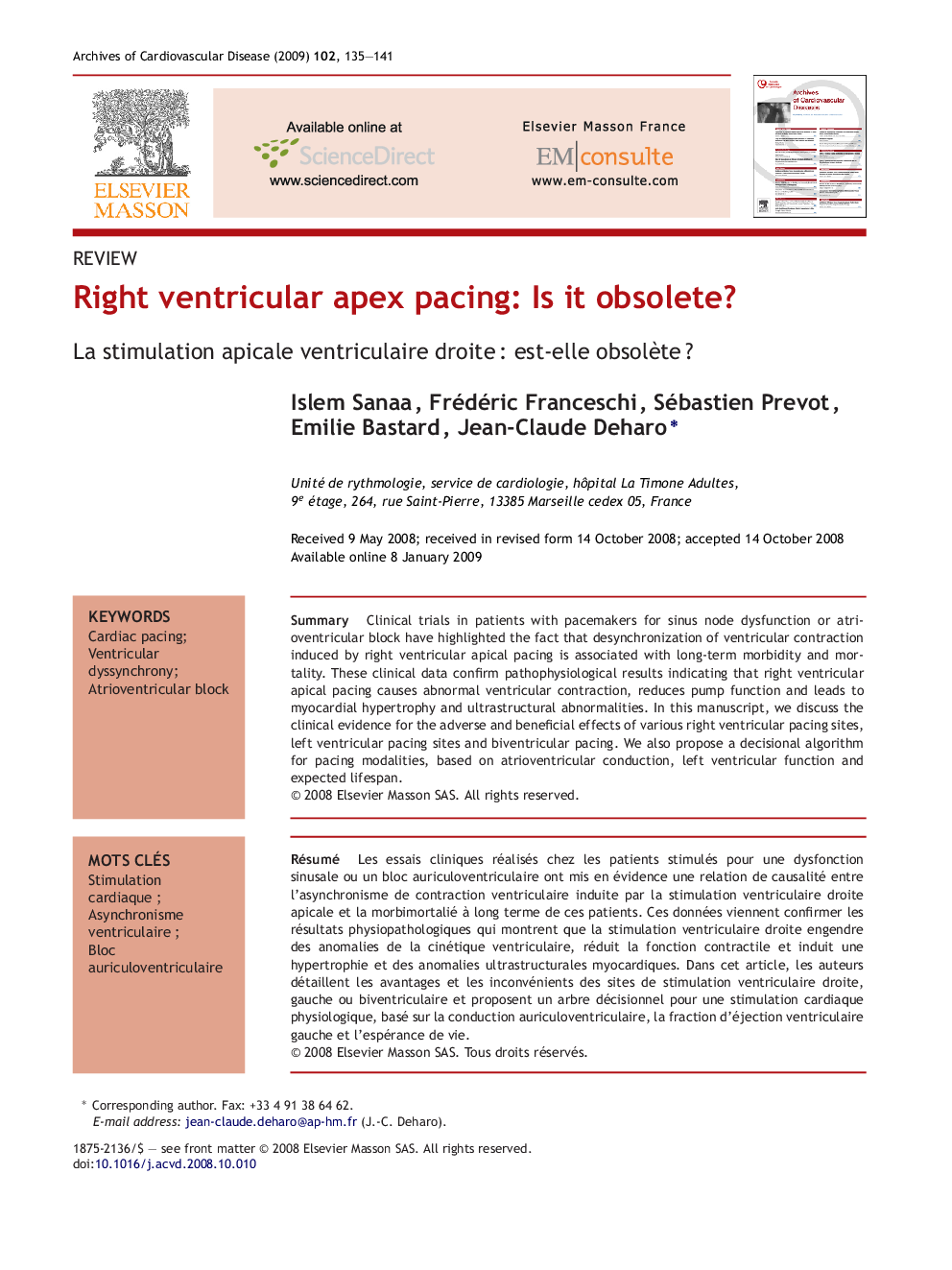 Right ventricular apex pacing: Is it obsolete?