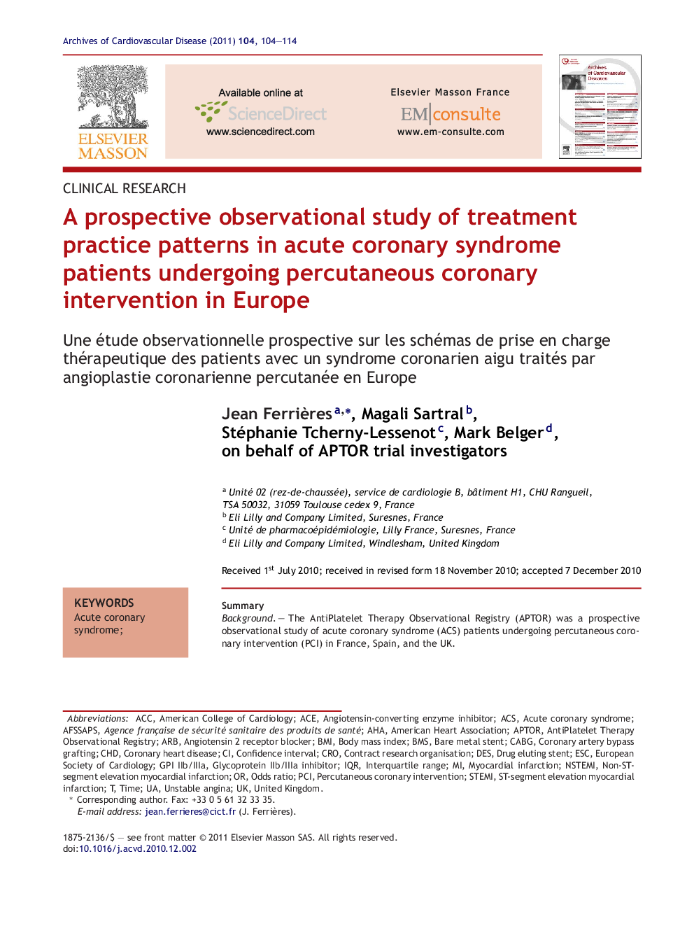 A prospective observational study of treatment practice patterns in acute coronary syndrome patients undergoing percutaneous coronary intervention in Europe