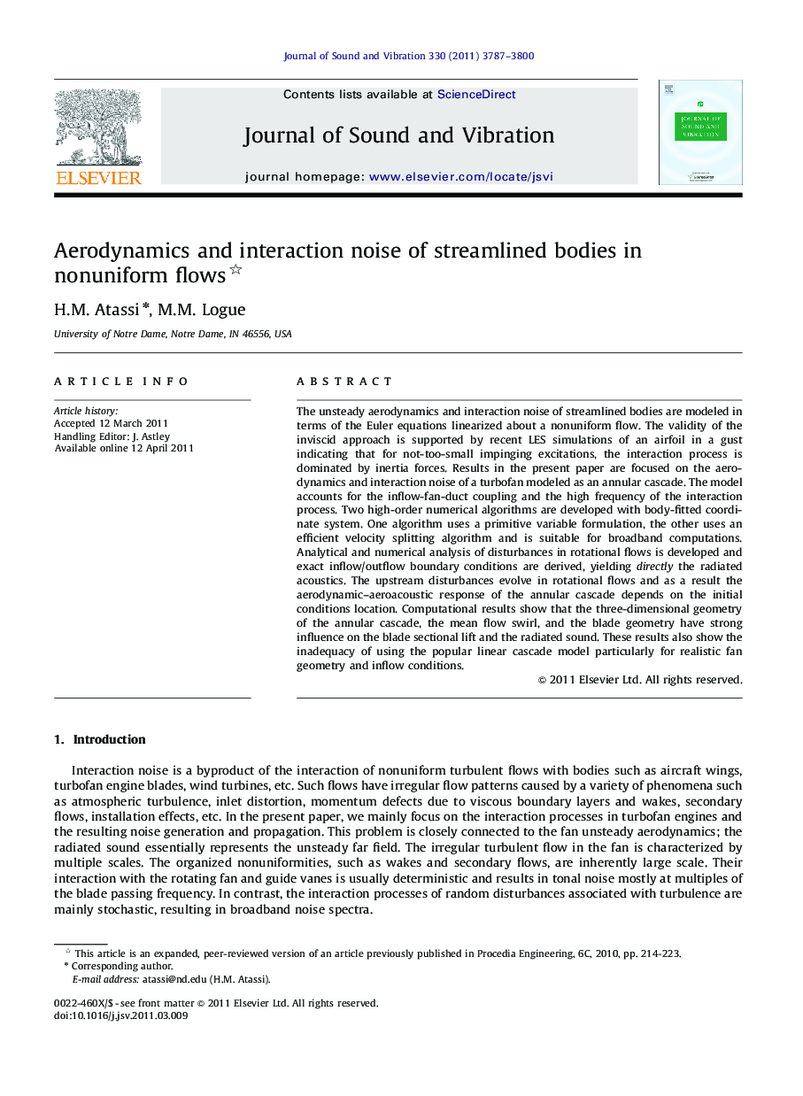 Aerodynamics and interaction noise of streamlined bodies in nonuniform flows 