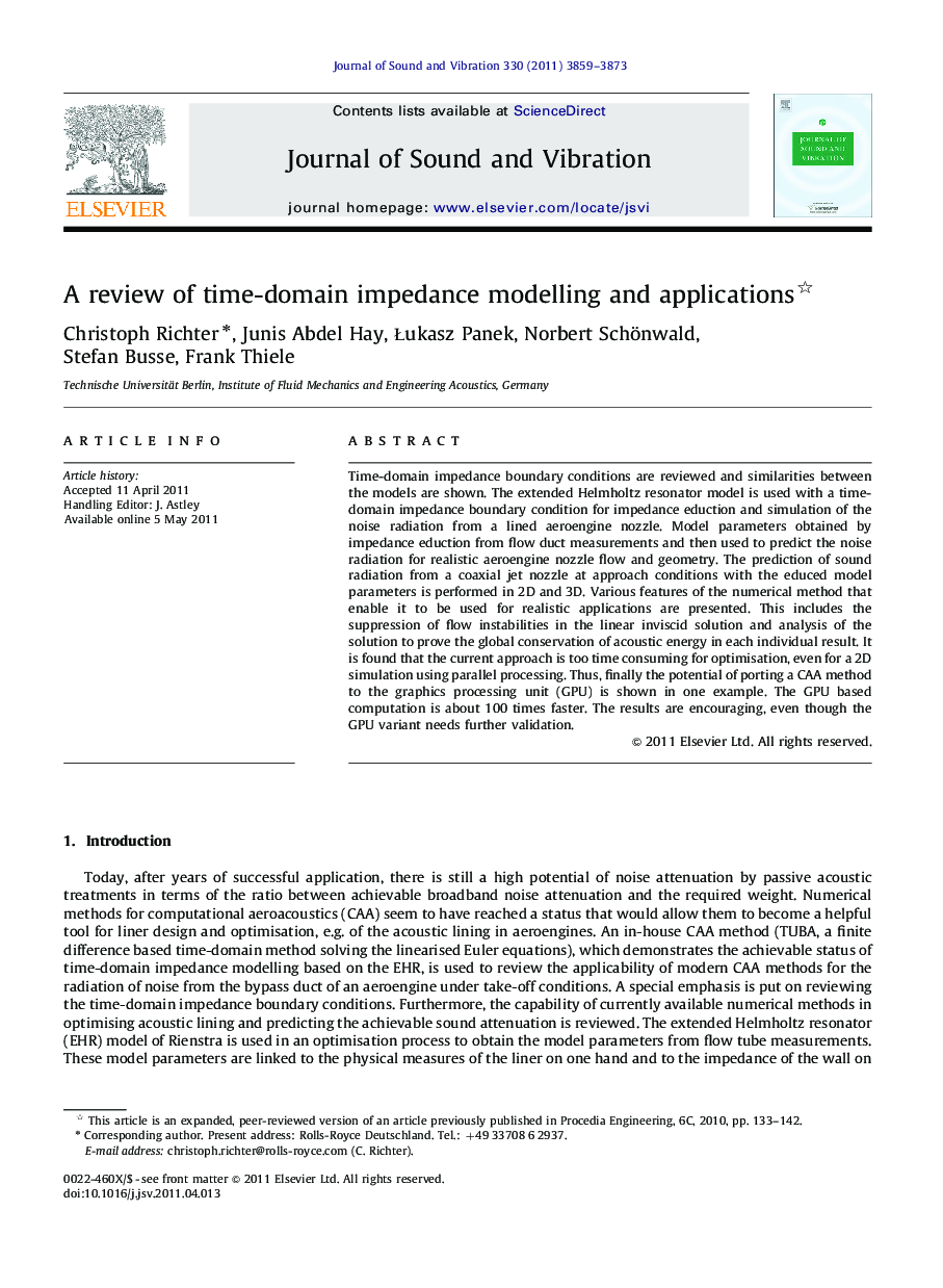 A review of time-domain impedance modelling and applications 