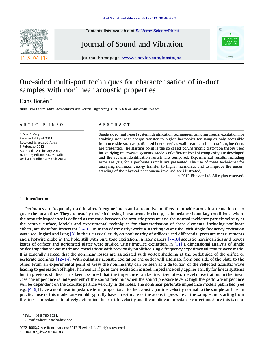 One-sided multi-port techniques for characterisation of in-duct samples with nonlinear acoustic properties