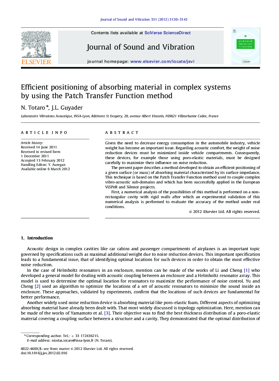 Efficient positioning of absorbing material in complex systems by using the Patch Transfer Function method