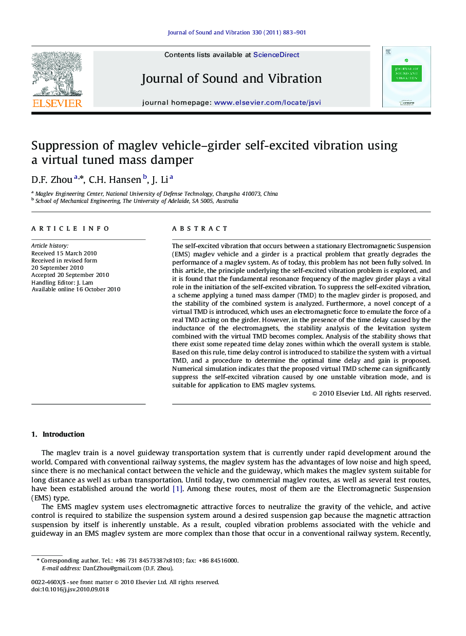 Suppression of maglev vehicle–girder self-excited vibration using a virtual tuned mass damper