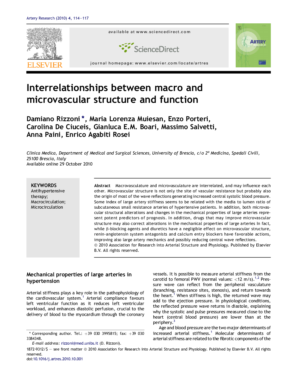 Interrelationships between macro and microvascular structure and function