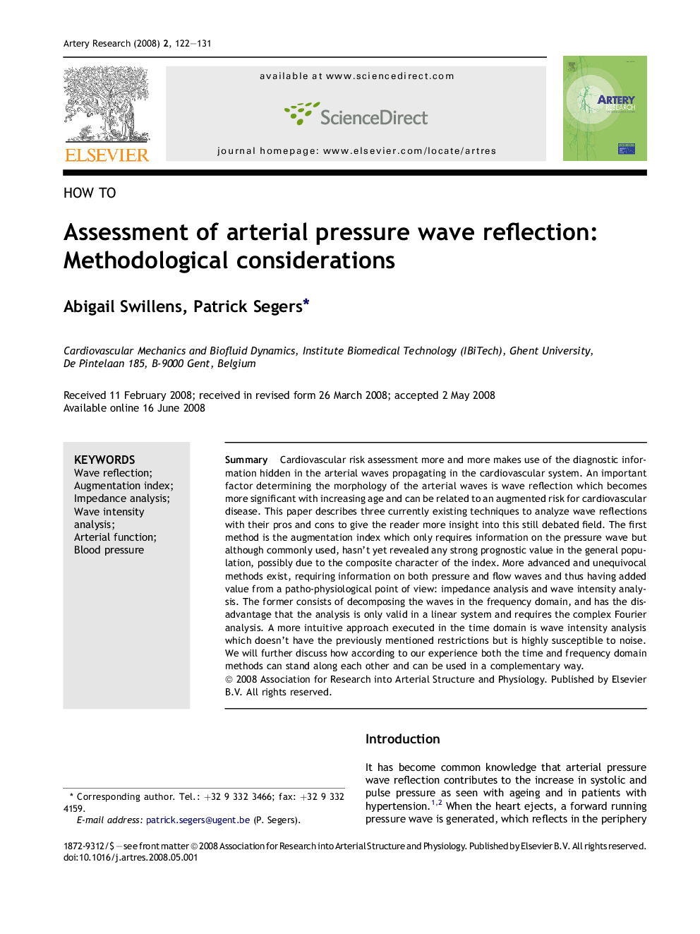 Assessment of arterial pressure wave reflection: Methodological considerations