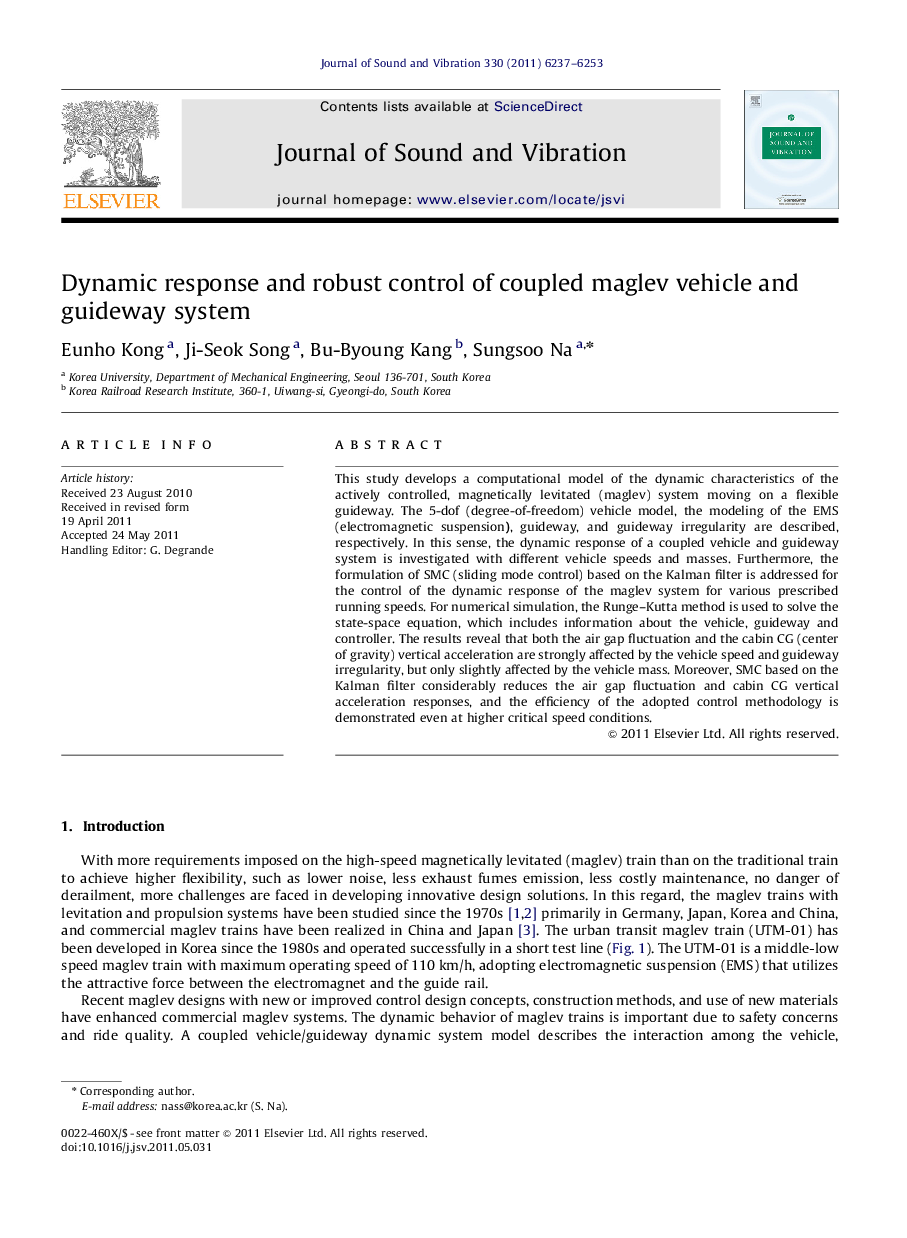 Dynamic response and robust control of coupled maglev vehicle and guideway system
