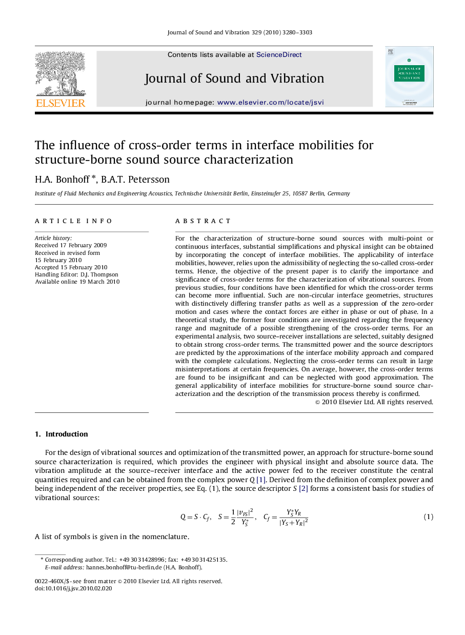 The influence of cross-order terms in interface mobilities for structure-borne sound source characterization