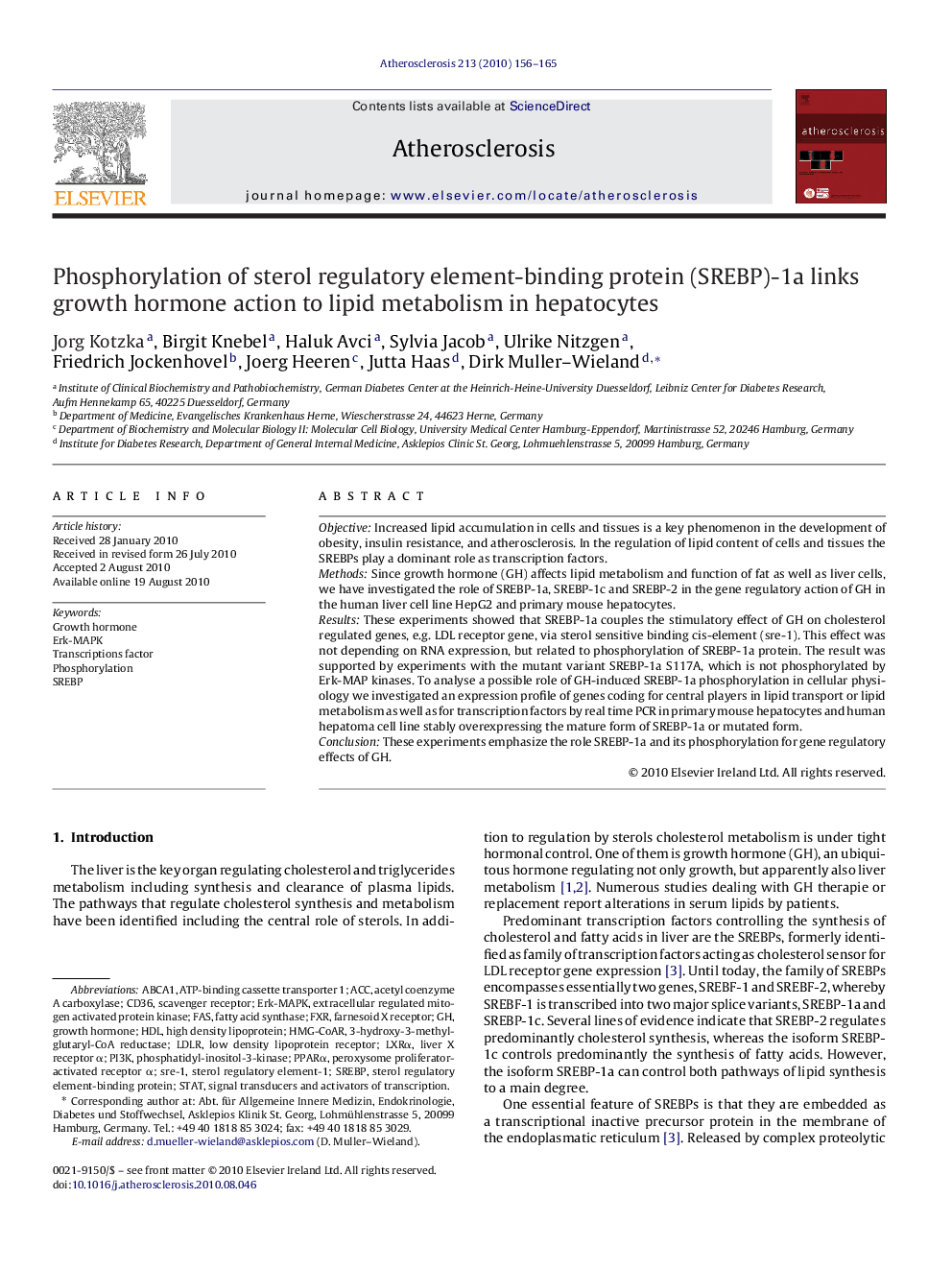 Phosphorylation of sterol regulatory element-binding protein (SREBP)-1a links growth hormone action to lipid metabolism in hepatocytes