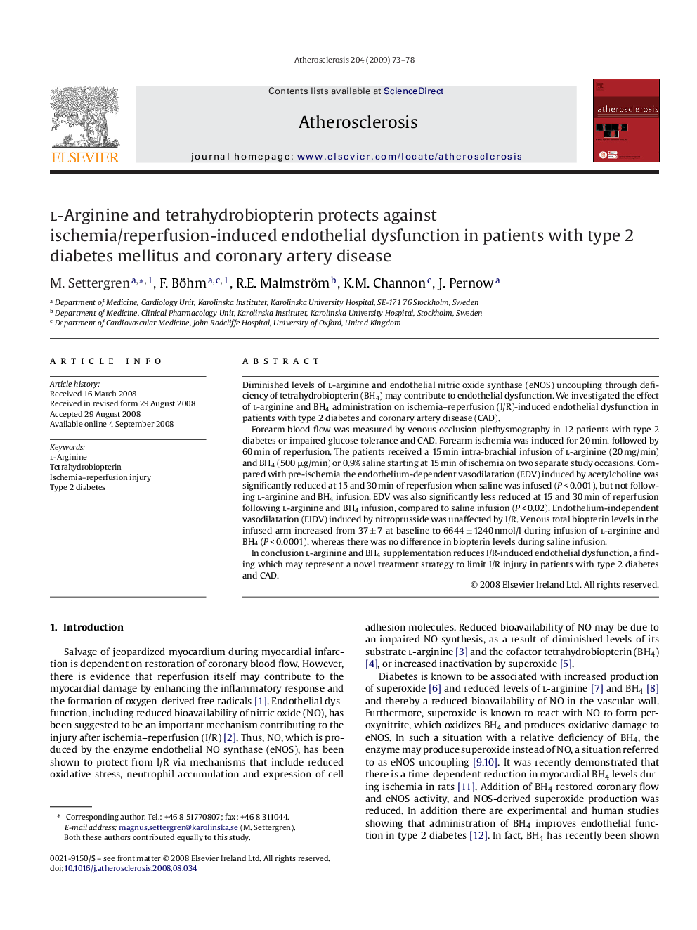 l-Arginine and tetrahydrobiopterin protects against ischemia/reperfusion-induced endothelial dysfunction in patients with type 2 diabetes mellitus and coronary artery disease