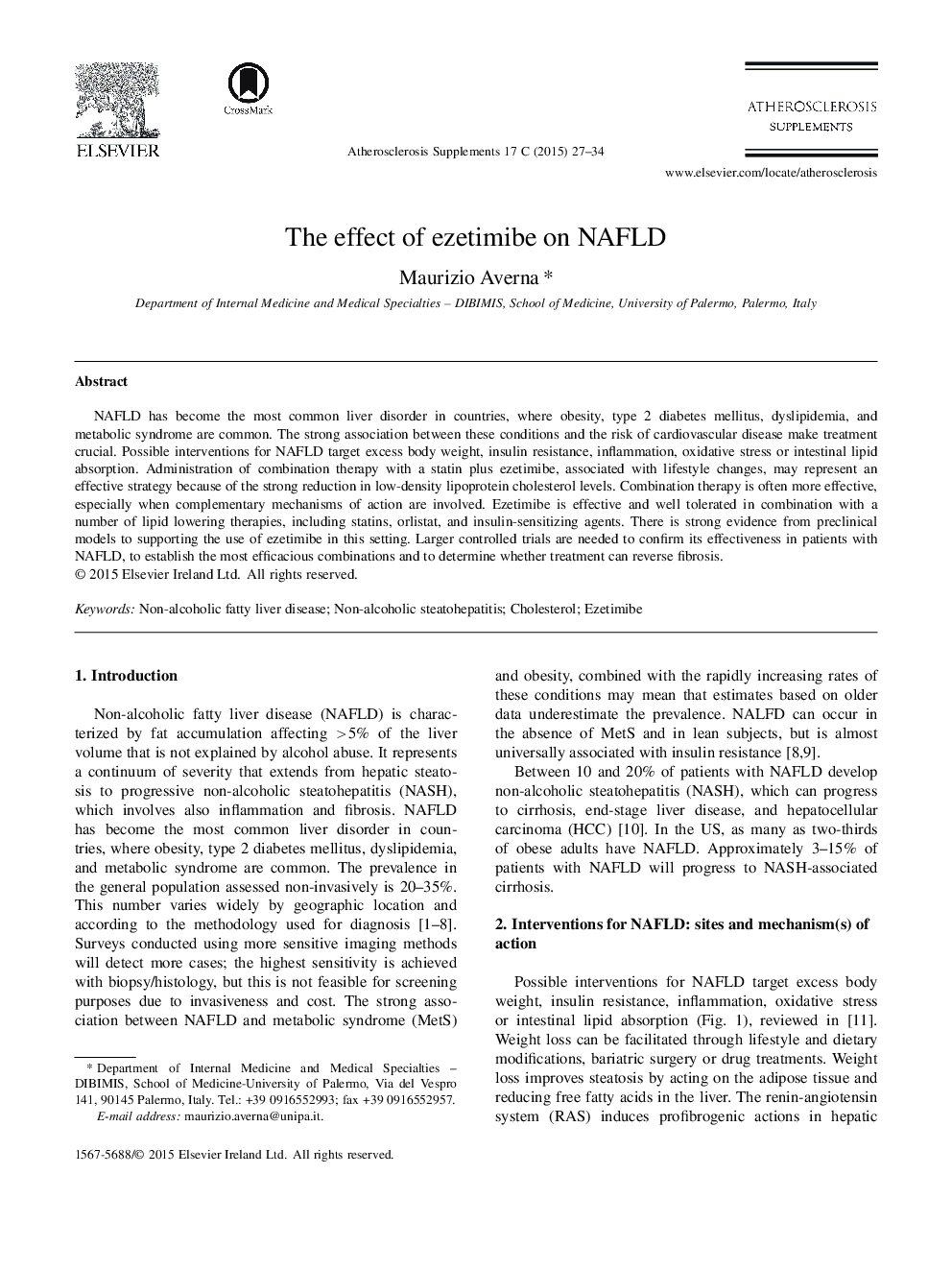 The effect of ezetimibe on NAFLD
