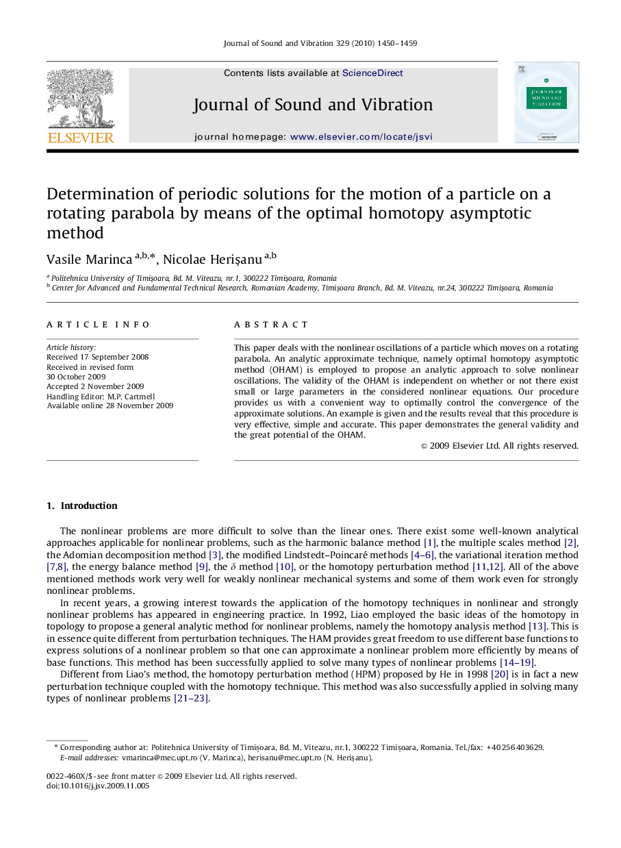 Determination of periodic solutions for the motion of a particle on a rotating parabola by means of the optimal homotopy asymptotic method